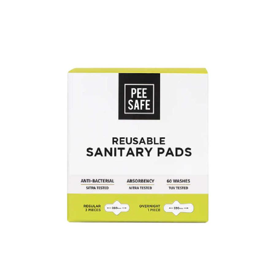 PeeSafe Resuable Sanitary Pads - Pack of Four (Three Regular & One Overnight) Sanitary Pads 4pcs MRP 799