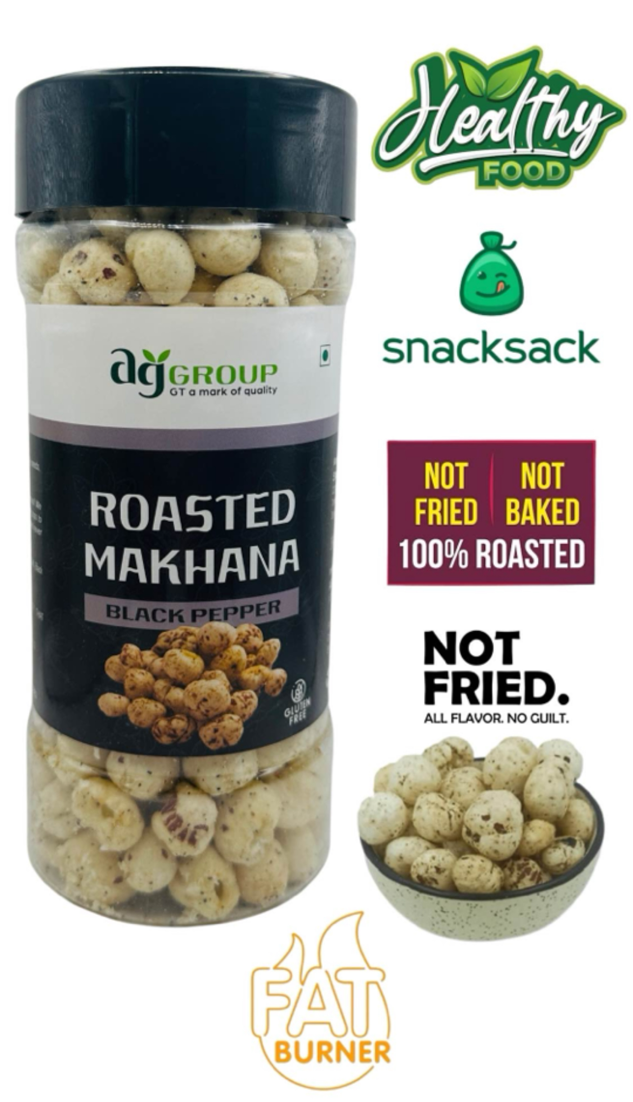 Makhana Fox Nuts Roasted Black Pepper Flavor 80gm  Snacks MRP 300