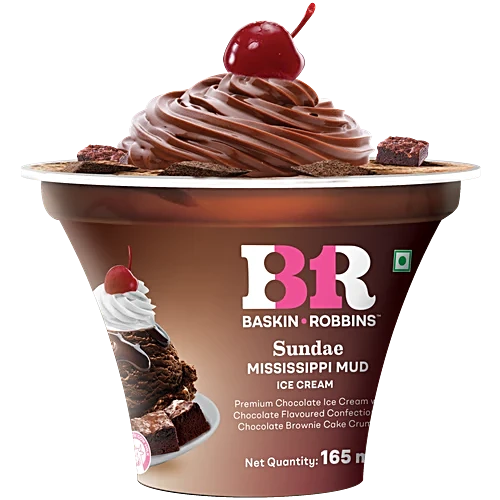 Baskin & Robin Sandae Mississippi Mud Cups 165mL MRP 395
