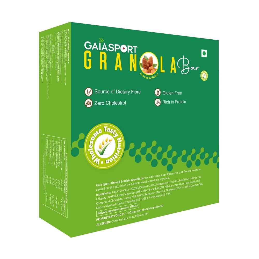 Gaia Sport Almond & Raisin Granola Bar (Pack of 12)